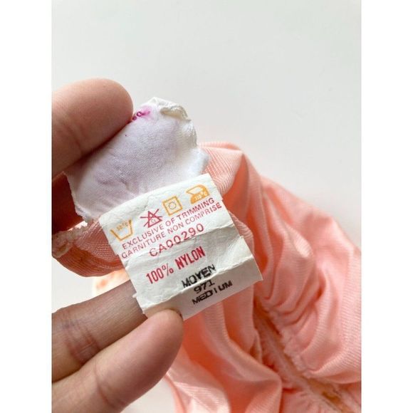 Vintage 80's LUV LEE Pink Satin Lace Ruffle Babydoll Slip, Size M, Union Made - Picture 9 of 11